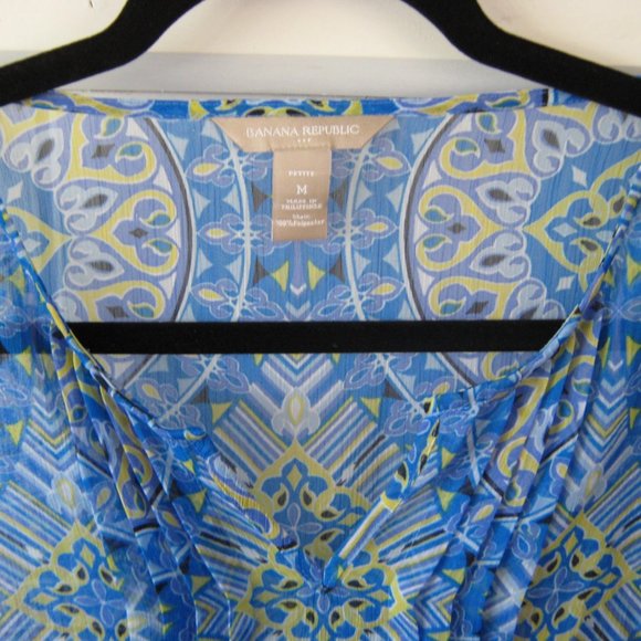 Sheer Turquoise Pattered Banana Republic Blouse - Picture 2 of 3